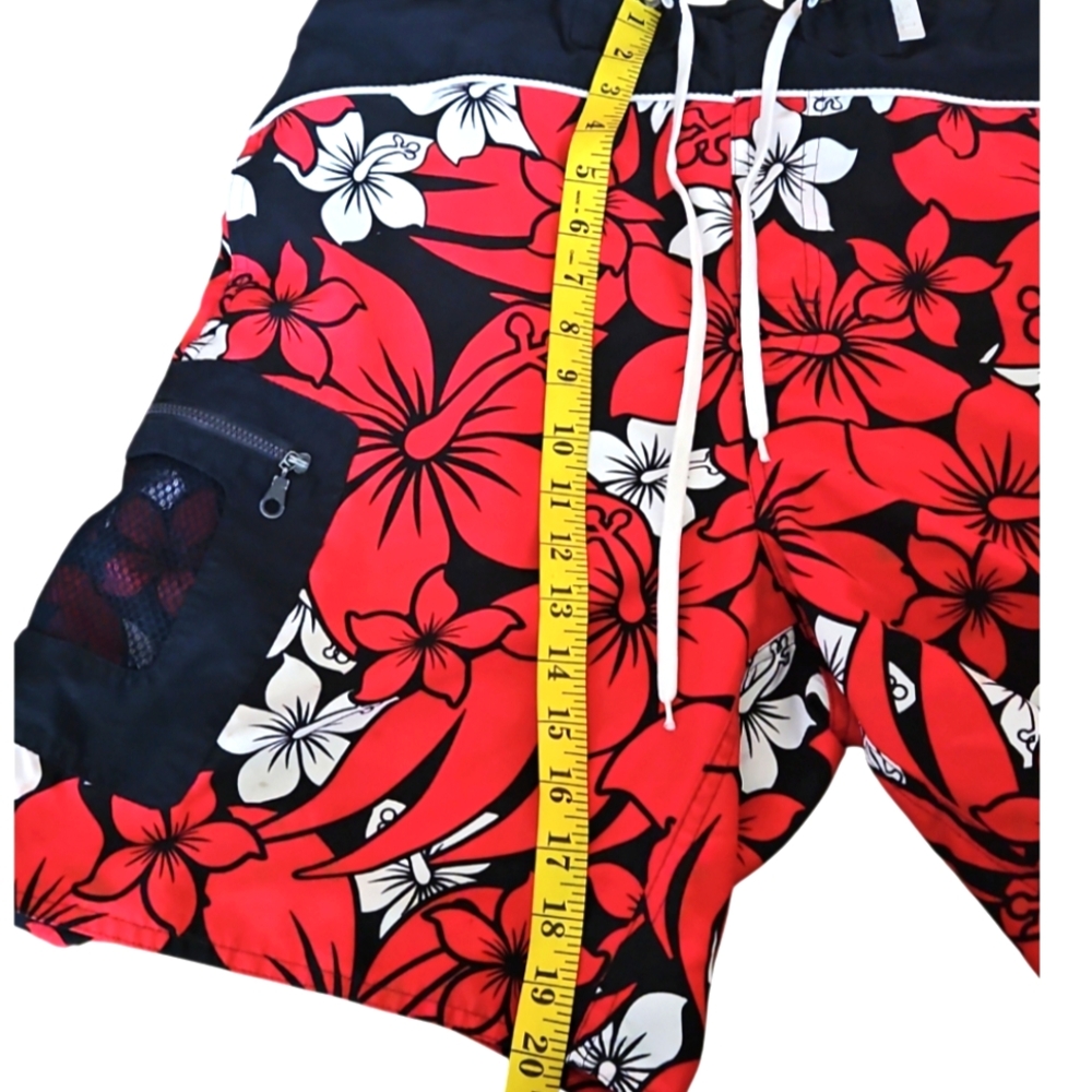 Red Floral Swim Shorts Surf Gear STIG M 4th of July Pre-owned Circular Fashion - Picture 14 of 17
